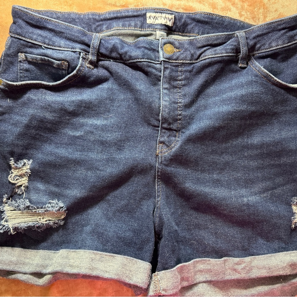 Dark Blue Denim Roll-Cuff Wome